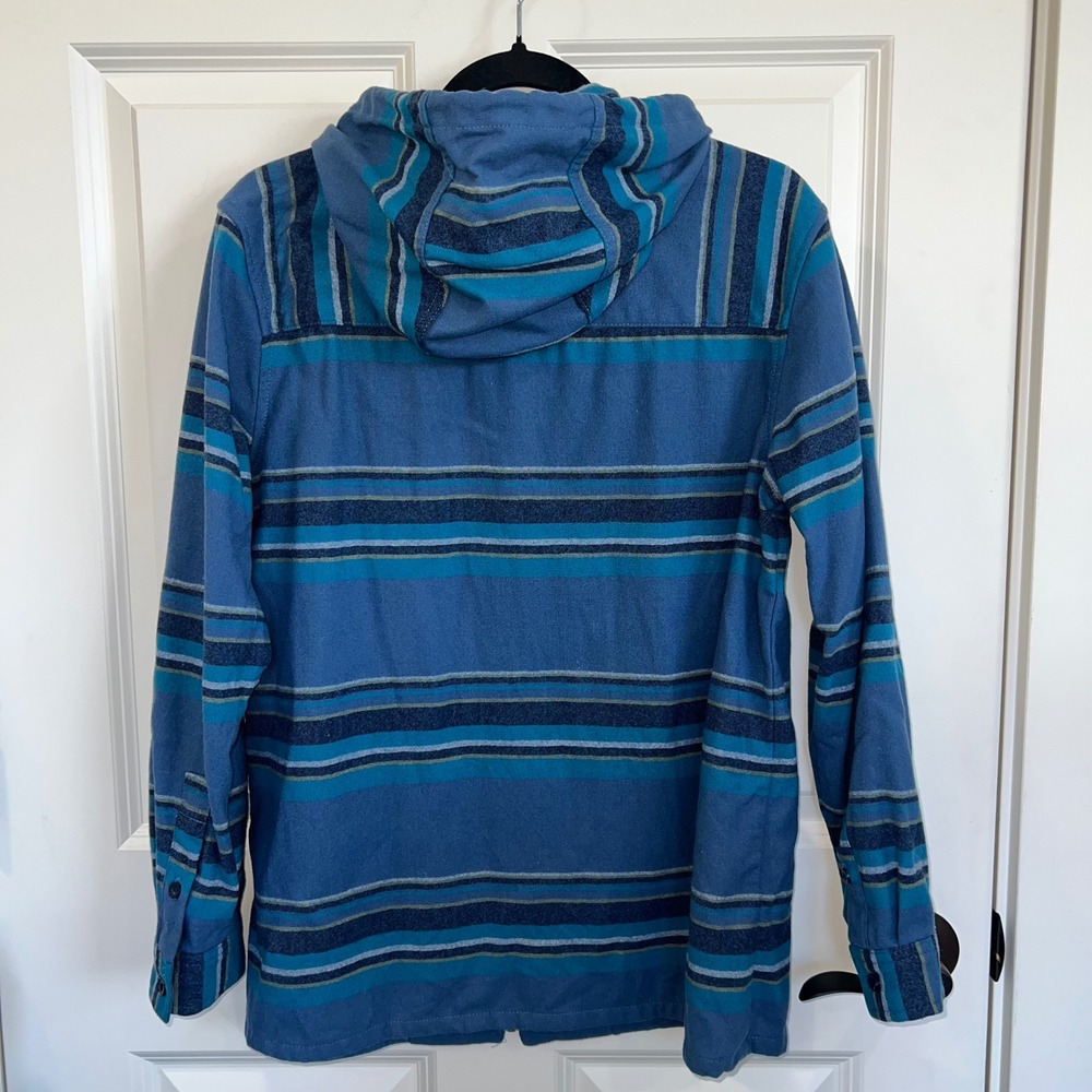 Pendleton Women's 100% Wool Boyfriend Zip‎ Up Hoodie Blue Stripes Size Medium - Picture 2 of 7